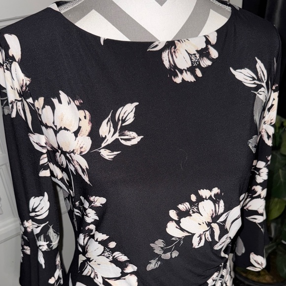 Anne Klein Floral Black and White Dress Size 8 - Picture 2 of 10